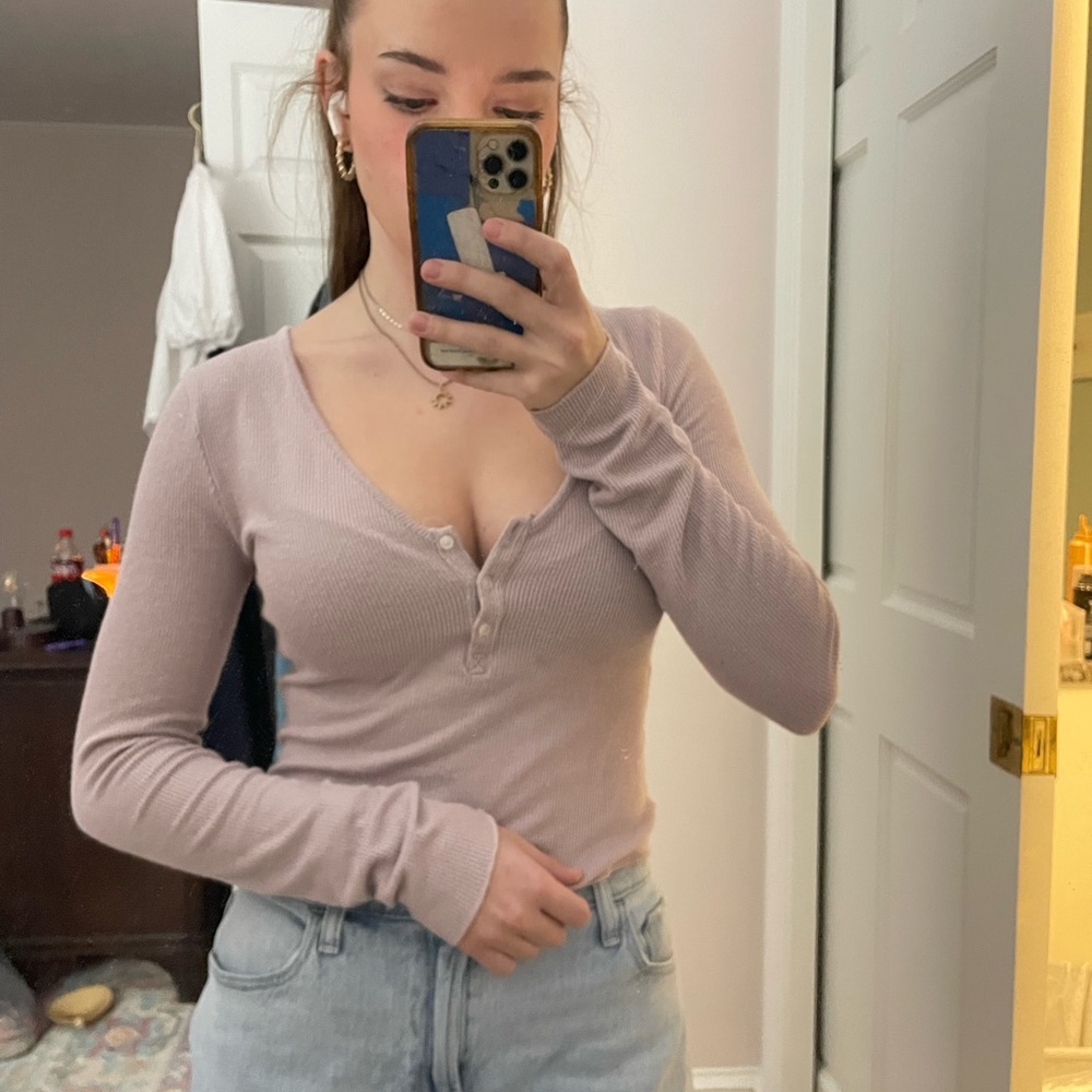 Free People Dusty Pink Long Sleeve Top